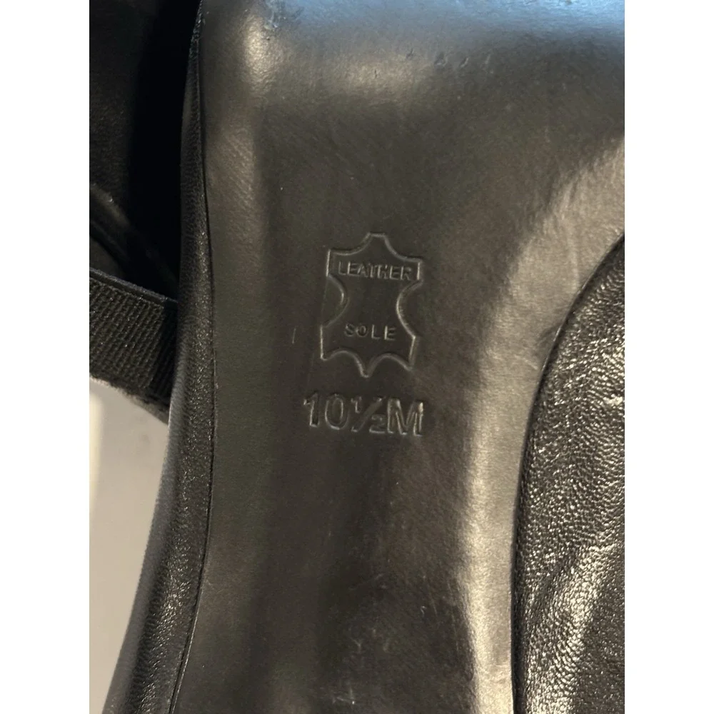 Tory Burch Caroline Black Patent Leather Pump Gold Logo 10.5 EUC
